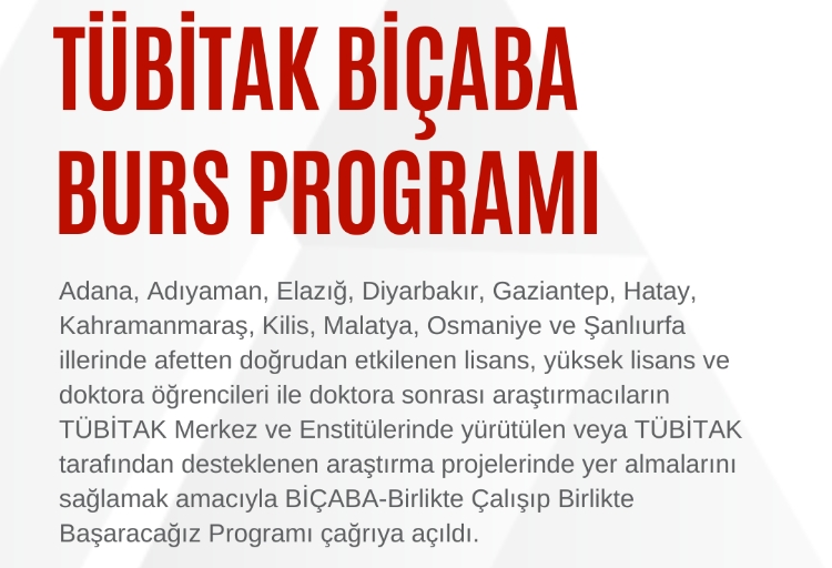 TÜBİTAK BİÇABA BURS PROGRAMI AÇILDI