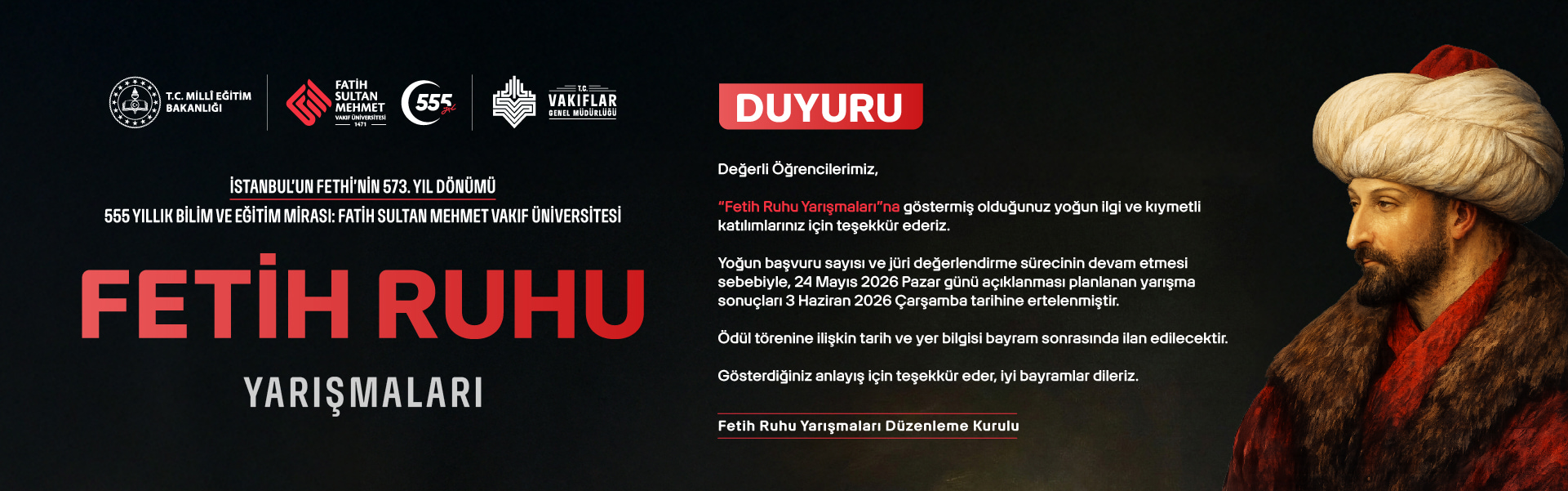 Fetih Ruhu Yarışma Duyuru