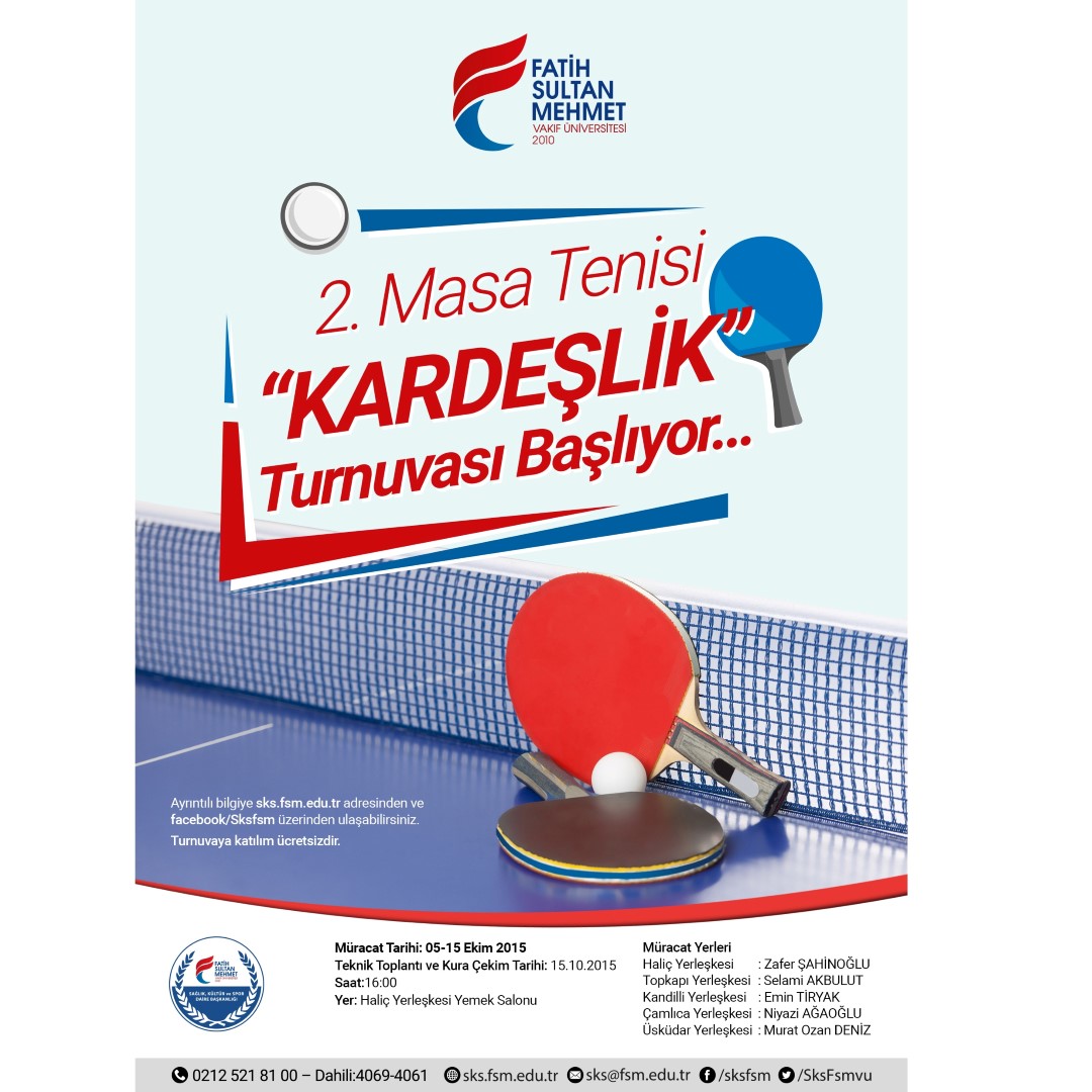 Masa Tenisi Kardeşlik Turnuvası Başlıyor